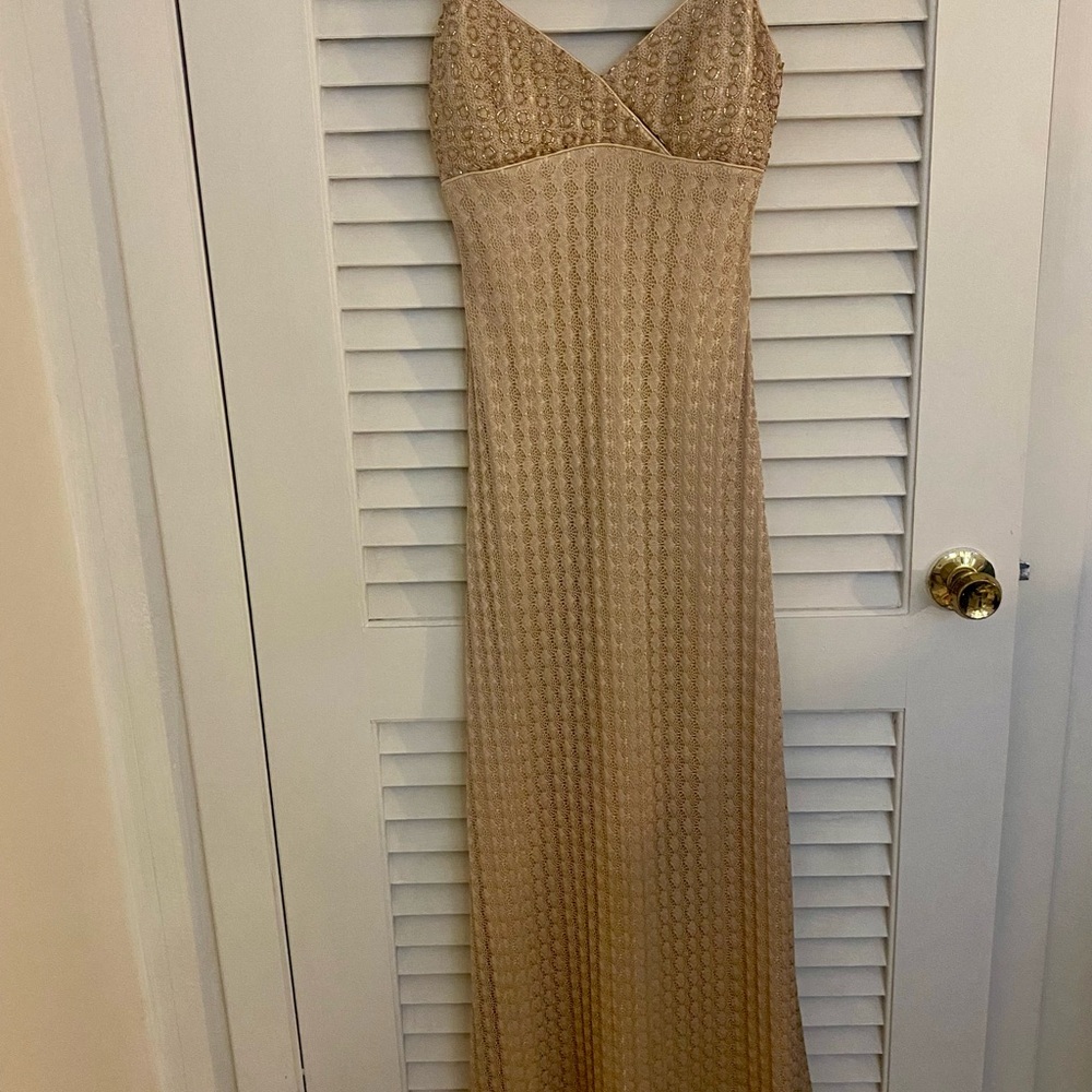 Vintage Prom Dress Elegant Gold Maxi Dress